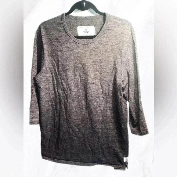 Reigning Champ feathered grey long sleeve casual heathered grey t shirt L - Picture 2 of 4